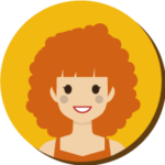 Ikona kobiety, w rudych, lokowanych włosach, symbolizująca osobę komentującą smak miodów.